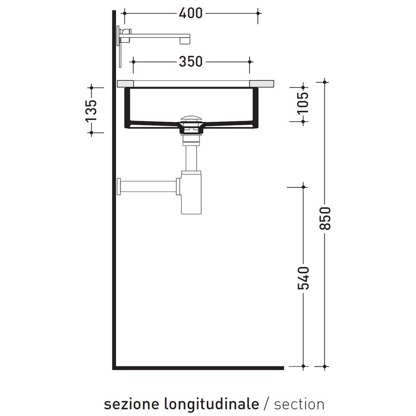 Immagine di Flaminia MINIWASH 40 lavabo 40 cm sottopiano, senza troppopieno, smaltato esternamente, colore bianco finitura lucido MW40SP
