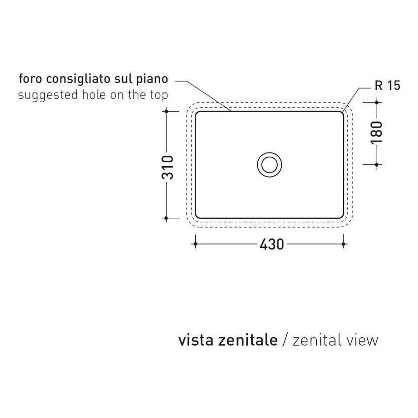 Immagine di Flaminia MINIWASH 48 lavabo 48 cm sottopiano, senza troppopieno, smaltato esternamente, colore bianco finitura lucido MW48SP