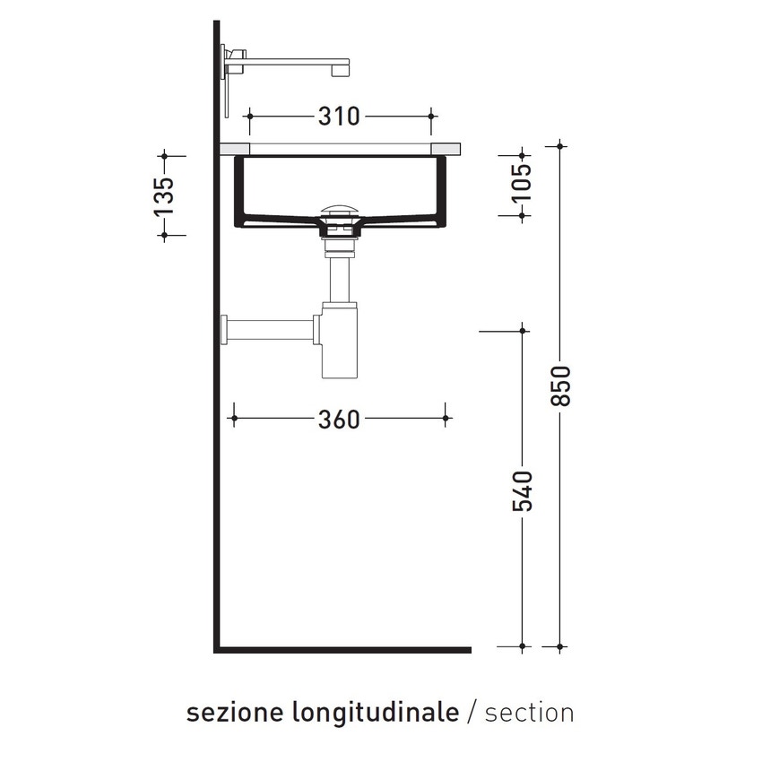 Immagine di Flaminia MINIWASH 48 lavabo 48 cm sottopiano, senza troppopieno, smaltato esternamente, colore bianco finitura lucido MW48SP