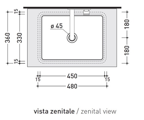 Immagine di Flaminia MINIWASH 48 lavabo 48 cm sottopiano, senza troppopieno, smaltato esternamente, colore bianco finitura lucido MW48SP