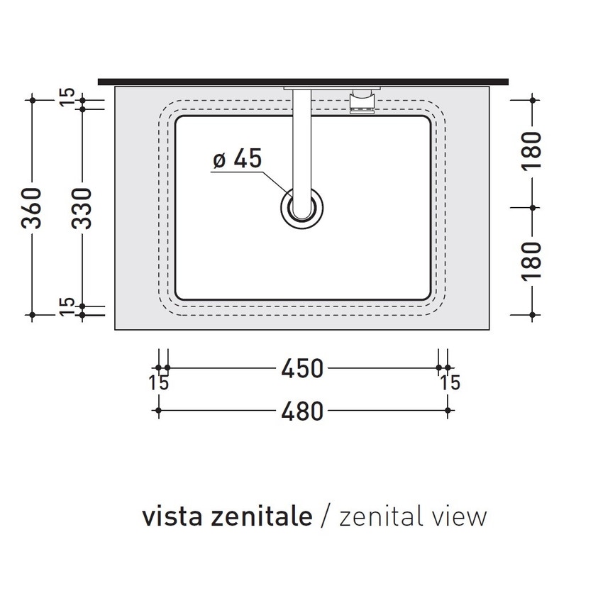 Immagine di Flaminia MINIWASH 48 lavabo 48 cm sottopiano, senza troppopieno, smaltato esternamente, colore bianco finitura lucido MW48SP