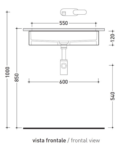 Immagine di Flaminia MINIWASH 60 lavabo 60 cm sottopiano, senza troppopieno, smaltato esternamente, colore bianco latte finitura opaco MW60SPLAT