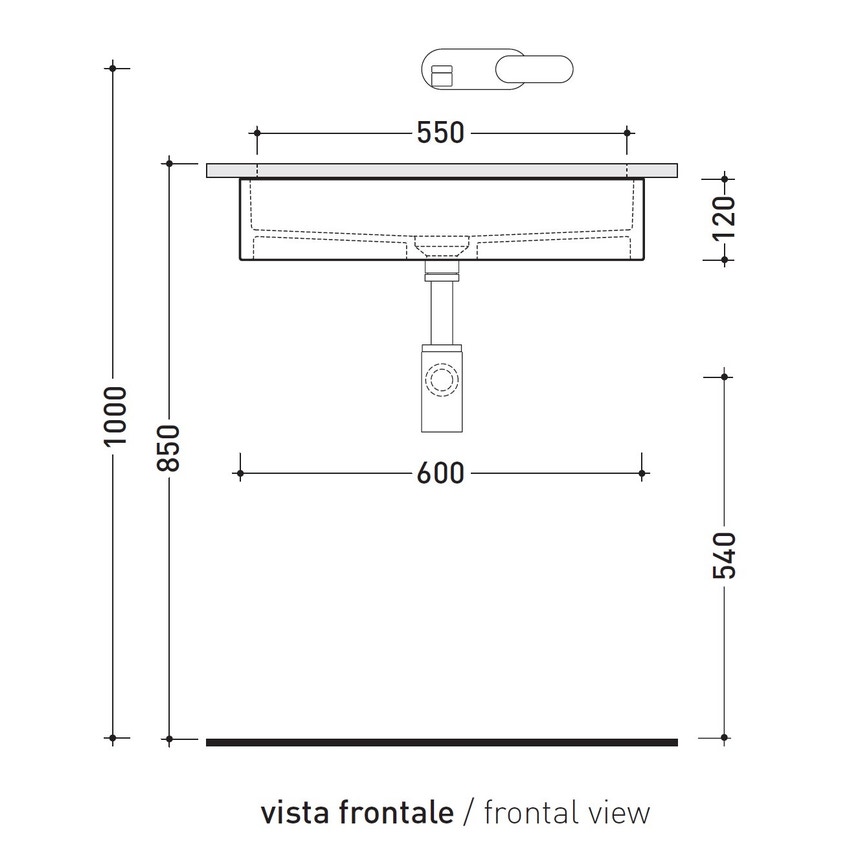 Immagine di Flaminia MINIWASH 60 lavabo 60 cm sottopiano, senza troppopieno, smaltato esternamente, colore bianco latte finitura opaco MW60SPLAT