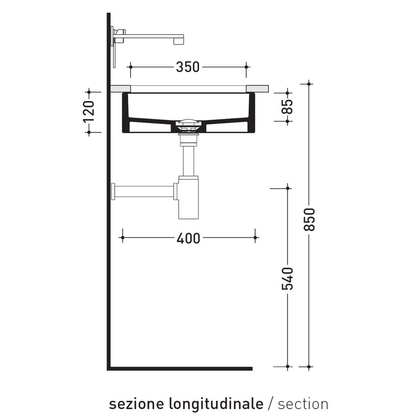 Immagine di Flaminia MINIWASH 60 lavabo 60 cm sottopiano, senza troppopieno, smaltato esternamente, colore bianco latte finitura opaco MW60SPLAT