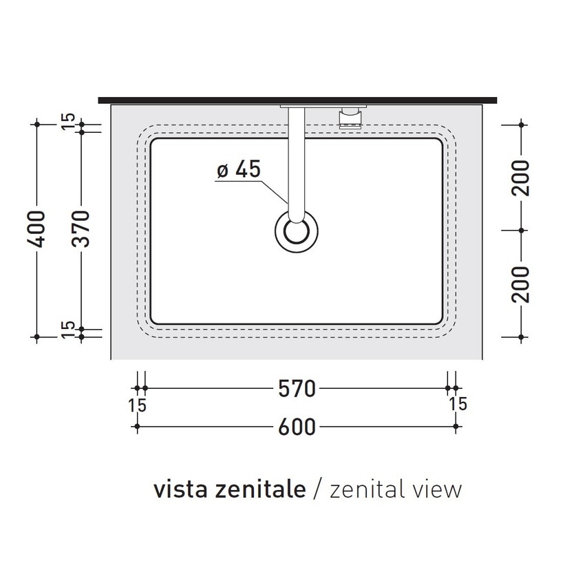 Immagine di Flaminia MINIWASH 60 lavabo 60 cm sottopiano, senza troppopieno, smaltato esternamente, colore bianco latte finitura opaco MW60SPLAT