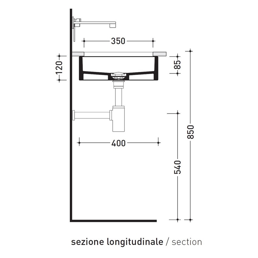 Immagine di Flaminia MINIWASH 75 lavabo 75 cm sottopiano, senza troppopieno, smaltato esternamente, colore bianco finitura lucido MW75SP
