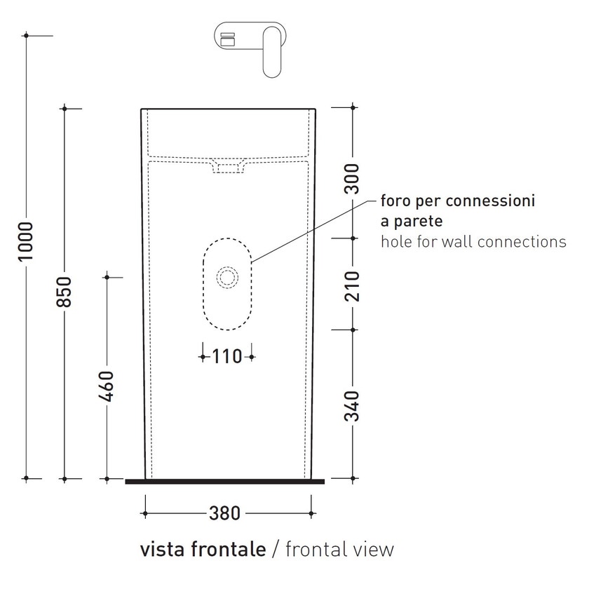 Immagine di Flaminia MONOWASH lavabo 40 cm a colonna a parete, senza troppopieno, colore bianco finitura lucido MW40P
