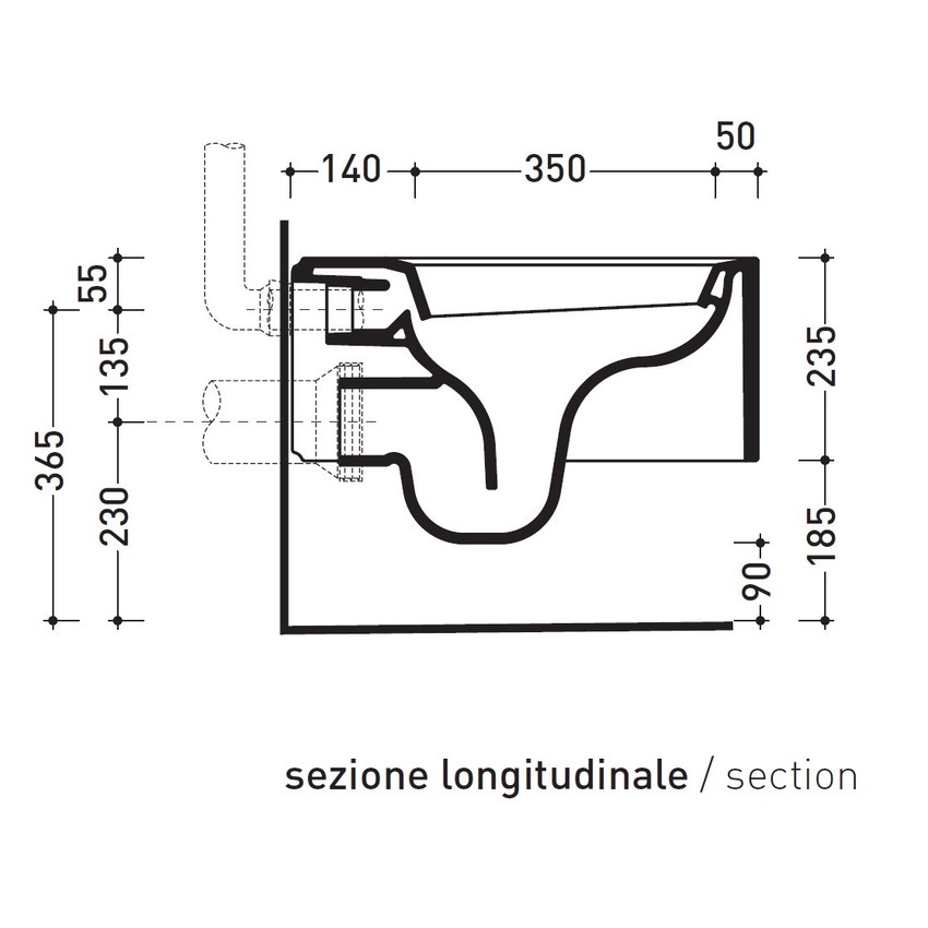 Immagine di Flaminia NILE vaso sospeso, colore bianco finitura lucido NL118