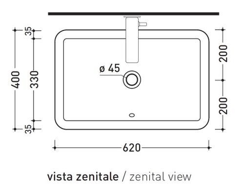 Immagine di Flaminia NILE 62 lavabo 62 cm ad incasso, con troppopieno, colore bianco finitura lucido NL62INC