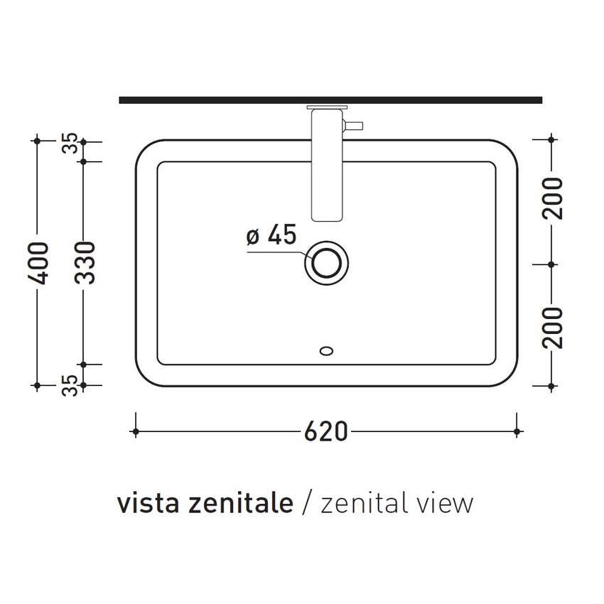 Immagine di Flaminia NILE 62 lavabo 62 cm ad incasso, con troppopieno, colore bianco finitura lucido NL62INC