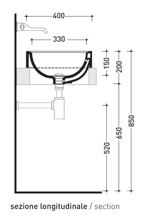 Immagine di Flaminia NILE 62 lavabo 62 cm ad incasso, con troppopieno, colore bianco finitura lucido NL62INC