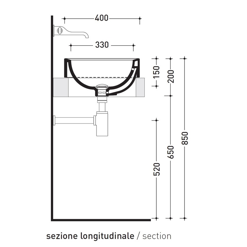 Immagine di Flaminia NILE 62 lavabo 62 cm ad incasso, con troppopieno, colore bianco finitura lucido NL62INC