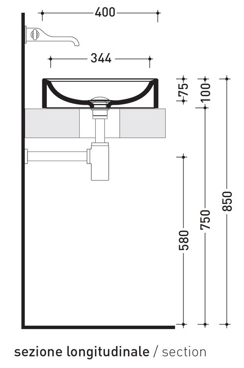 Immagine di Flaminia NILE 40 lavabo 40 cm da appoggio, senza troppopieno, colore bianco finitura lucido NL40A