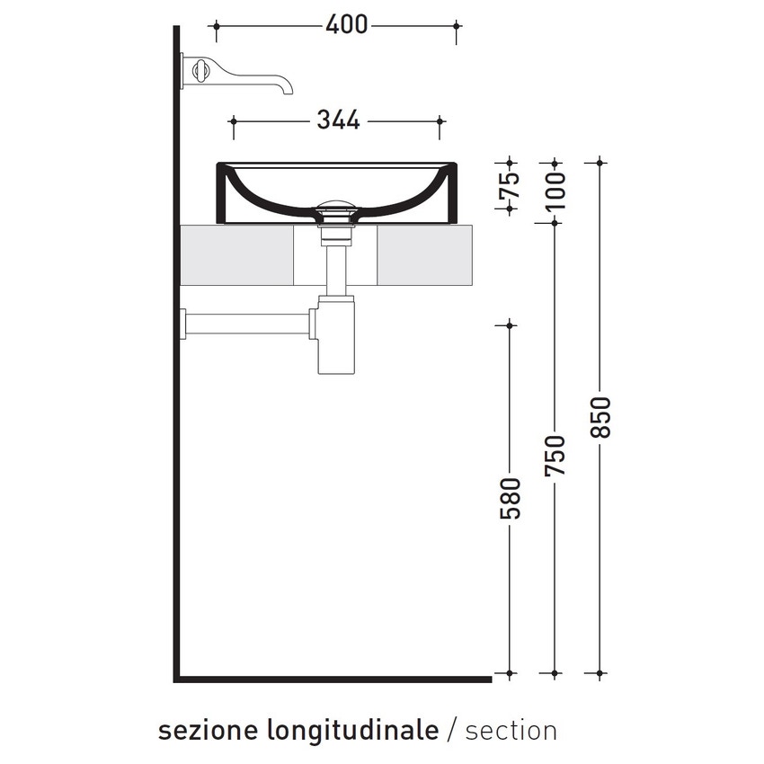 Immagine di Flaminia NILE 40 lavabo 40 cm da appoggio, senza troppopieno, colore bianco finitura lucido NL40A