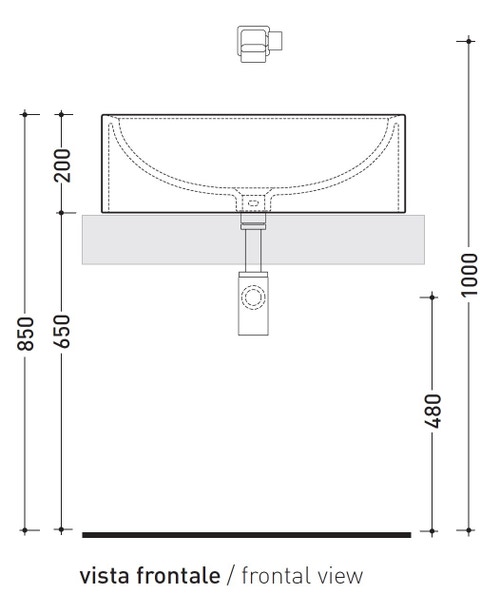Immagine di Flaminia NILE 62 lavabo L.62 H.20 cm da appoggio, con troppopieno, colore bianco finitura lucido NL62H20