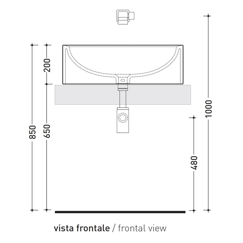 Immagine di Flaminia NILE 62 lavabo L.62 H.20 cm da appoggio, con troppopieno, colore bianco finitura lucido NL62H20