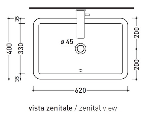 Immagine di Flaminia NILE 62 lavabo L.62 H.20 cm da appoggio, con troppopieno, colore bianco finitura lucido NL62H20