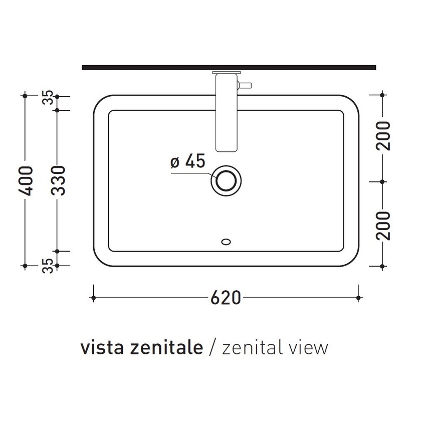 Immagine di Flaminia NILE 62 lavabo L.62 H.20 cm da appoggio, con troppopieno, colore bianco finitura lucido NL62H20