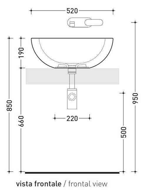 Immagine di Flaminia FONTE TONDA lavabo da appoggio 52 cm, senza troppopieno, colore bianco finitura lucido FT52L
