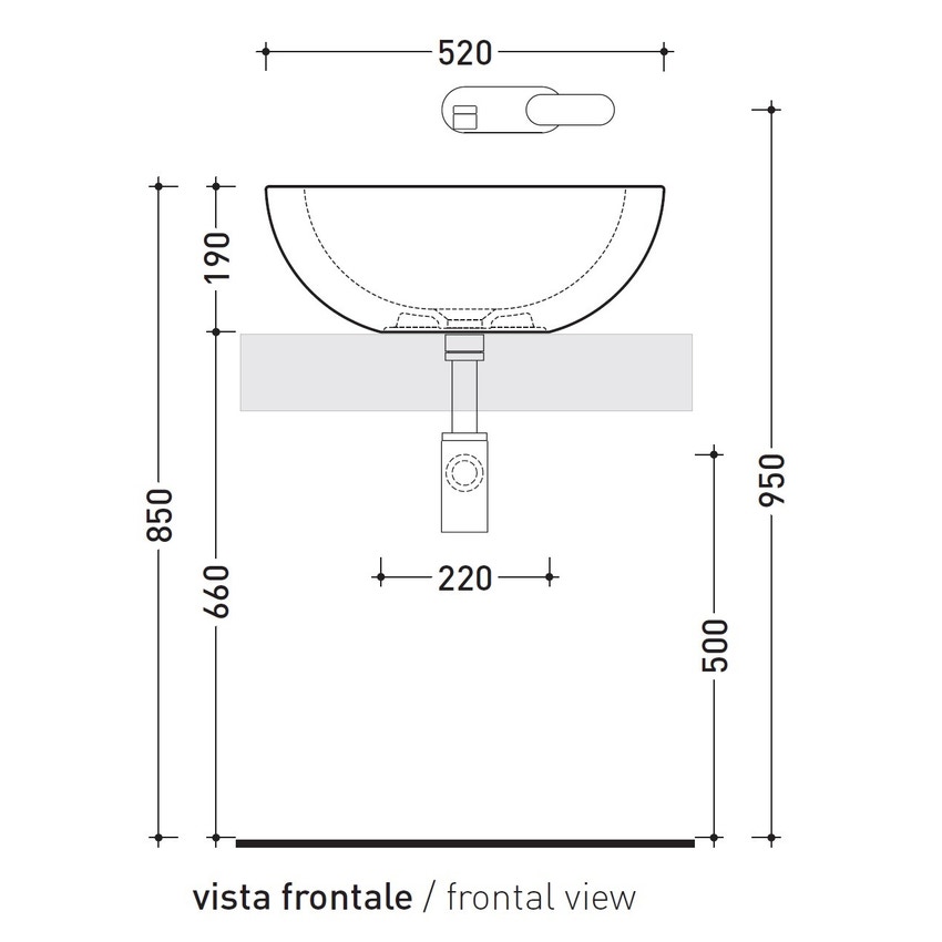 Immagine di Flaminia FONTE TONDA lavabo da appoggio 52 cm, senza troppopieno, colore bianco finitura lucido FT52L