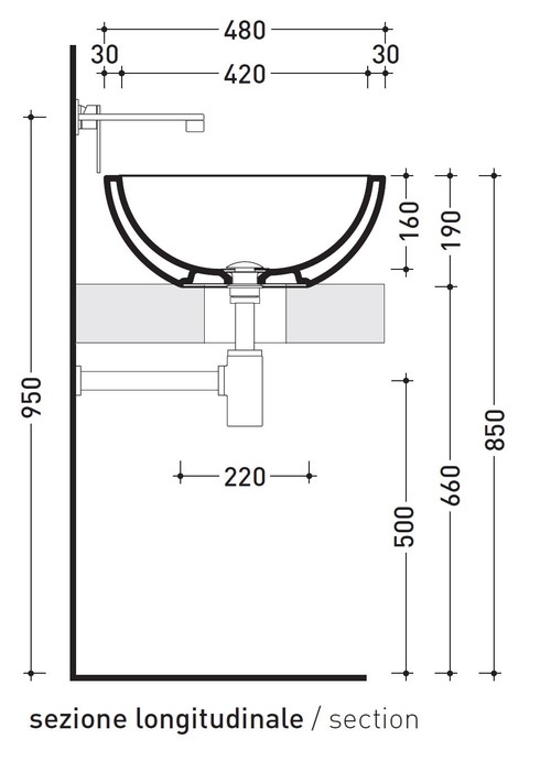 Immagine di Flaminia FONTE TONDA lavabo da appoggio 52 cm, senza troppopieno, colore bianco finitura lucido FT52L