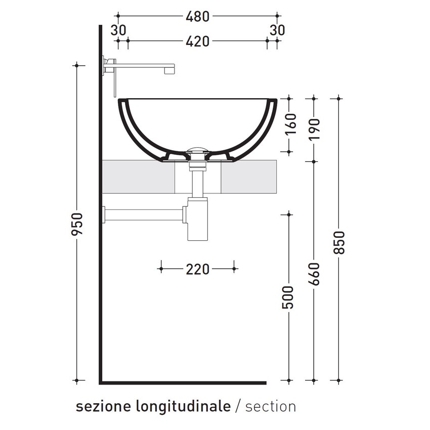 Immagine di Flaminia FONTE TONDA lavabo da appoggio 52 cm, senza troppopieno, colore bianco finitura lucido FT52L