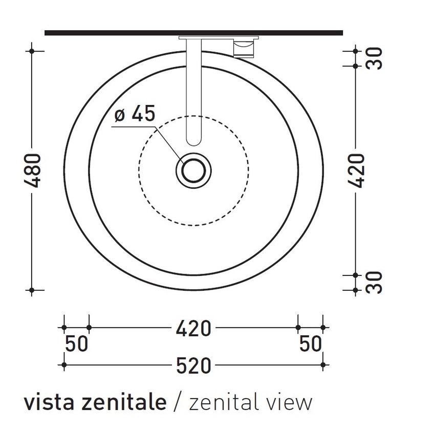 Immagine di Flaminia FONTE TONDA lavabo da appoggio 52 cm, senza troppopieno, colore bianco finitura lucido FT52L