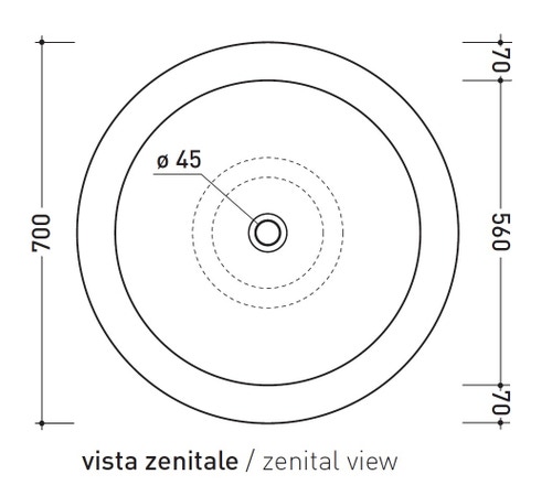Immagine di Flaminia FONTE FONTANA 70 lavabo da appoggio su colonna 70 cm, senza troppopieno, colore bianco finitura lucido FN70L