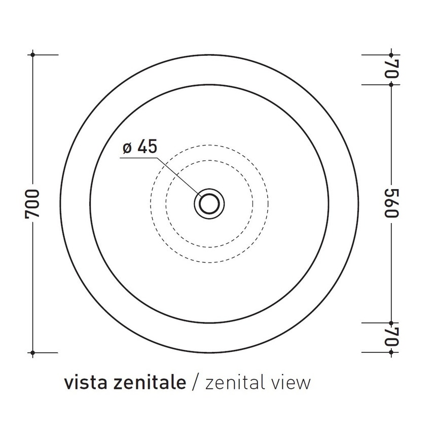 Immagine di Flaminia FONTE FONTANA 70 lavabo da appoggio su colonna 70 cm, senza troppopieno, colore bianco finitura lucido FN70L