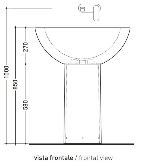 Immagine di Flaminia FONTE FONTANA 70 lavabo da appoggio su colonna 70 cm, senza troppopieno, colore bianco finitura lucido FN70L