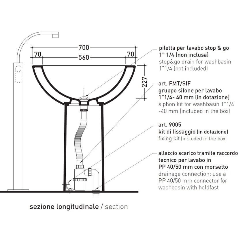 Immagine di Flaminia FONTE FONTANA 70 colonna per lavabo 70 cm, colore bianco finitura lucido FN70C
