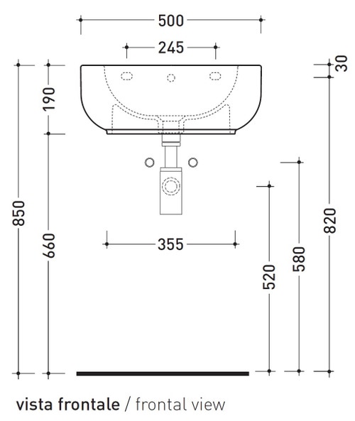 Immagine di Flaminia PASS 50 lavabo 50 cm da appoggio o sospeso, con troppopieno, colore bianco finitura lucido PS50L