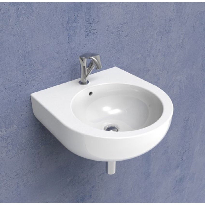 Immagine di Flaminia PASS 50 lavabo 50 cm da appoggio o sospeso, con troppopieno, colore bianco finitura lucido PS50L