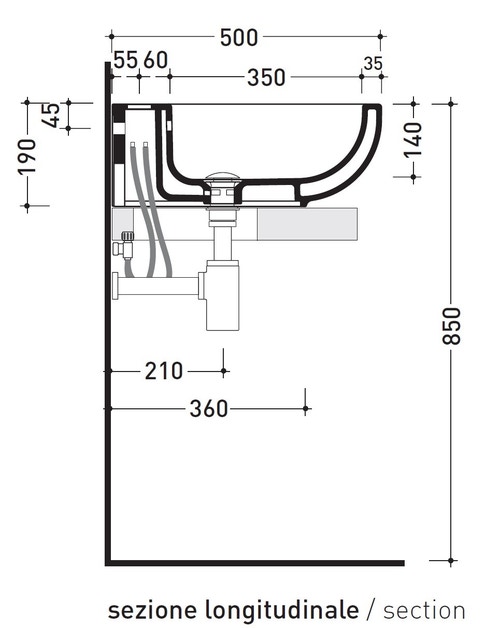 Immagine di Flaminia PASS 72 lavabo 72 cm da appoggio o sospeso, con troppopieno, colore bianco finitura lucido PS72L