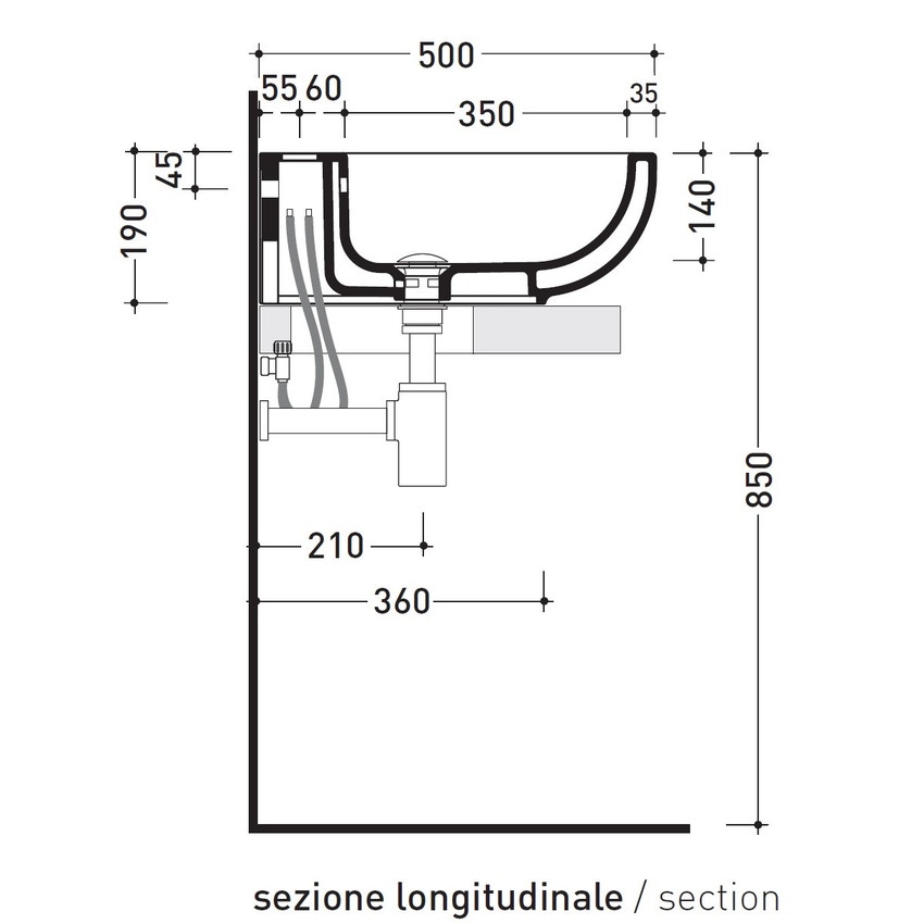 Immagine di Flaminia PASS 72 lavabo 72 cm da appoggio o sospeso, con troppopieno, colore bianco finitura lucido PS72L