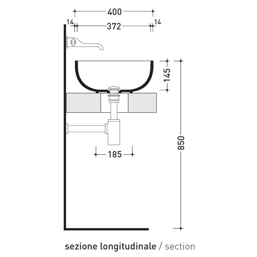 Immagine di Flaminia PASS 62 lavabo 62 cm da appoggio, senza troppopieno, colore bianco finitura lucido PS62C