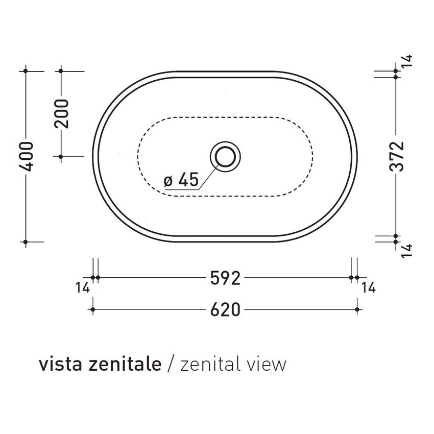 Immagine di Flaminia PASS 62 lavabo 62 cm da appoggio, senza troppopieno, colore bianco finitura lucido PS62C