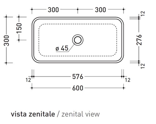 Immagine di Flaminia PASS 60 lavabo 60 cm da appoggio, senza troppopieno, colore bianco finitura lucido PS60A