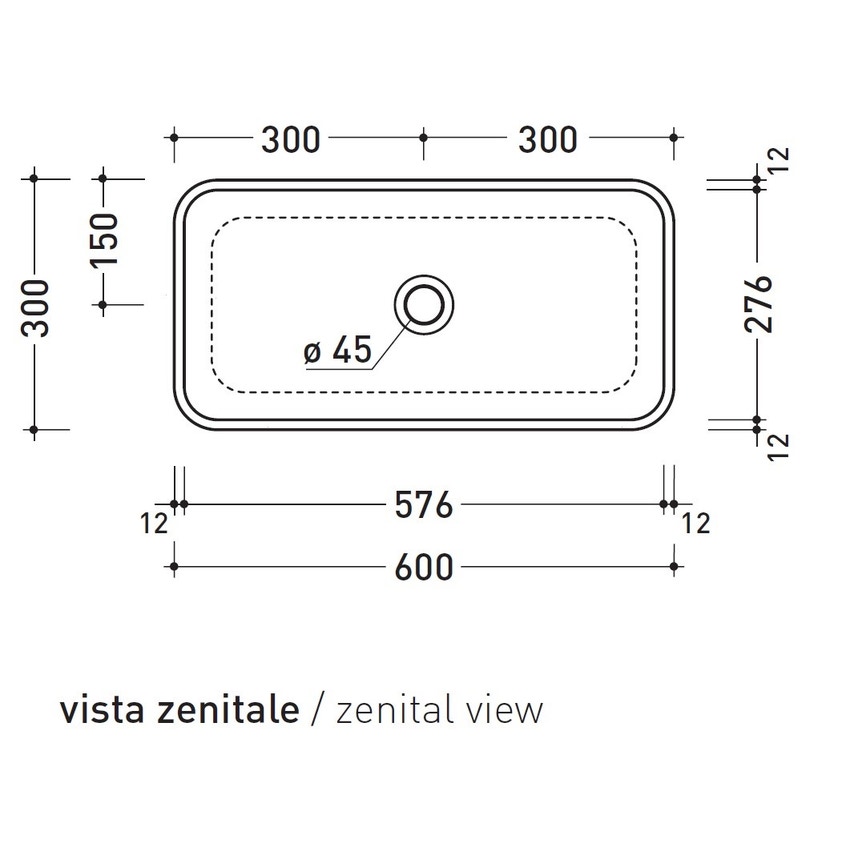 Immagine di Flaminia PASS 60 lavabo 60 cm da appoggio, senza troppopieno, colore bianco finitura lucido PS60A