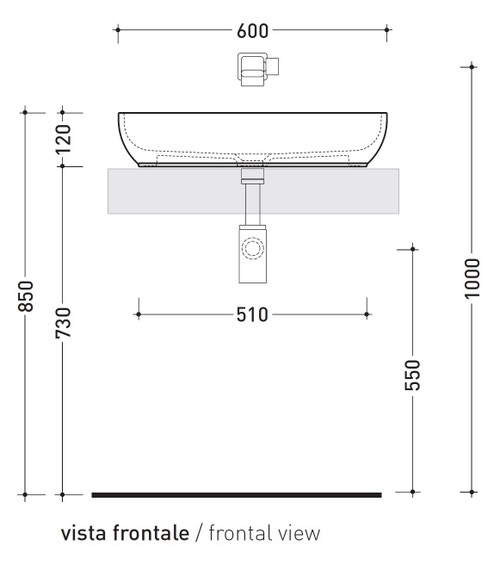 Immagine di Flaminia PASS 60 lavabo 60 cm da appoggio, senza troppopieno, colore bianco finitura lucido PS60A