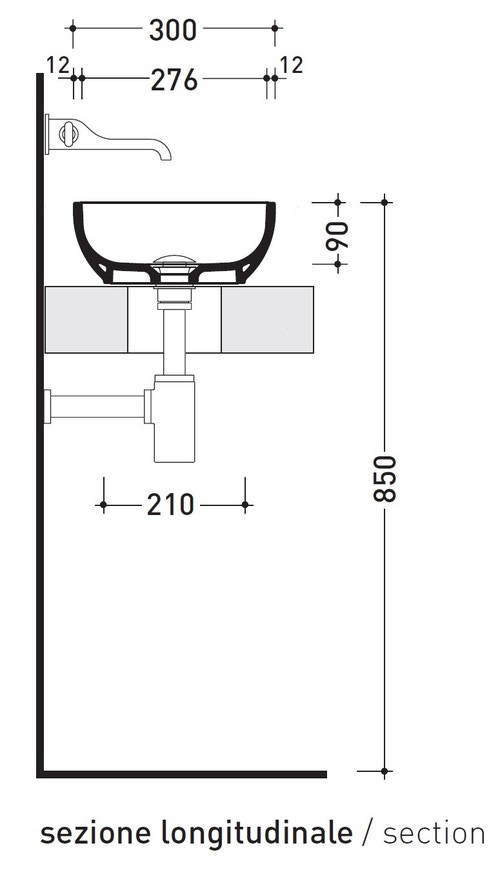 Immagine di Flaminia PASS 60 lavabo 60 cm da appoggio, senza troppopieno, colore bianco finitura lucido PS60A