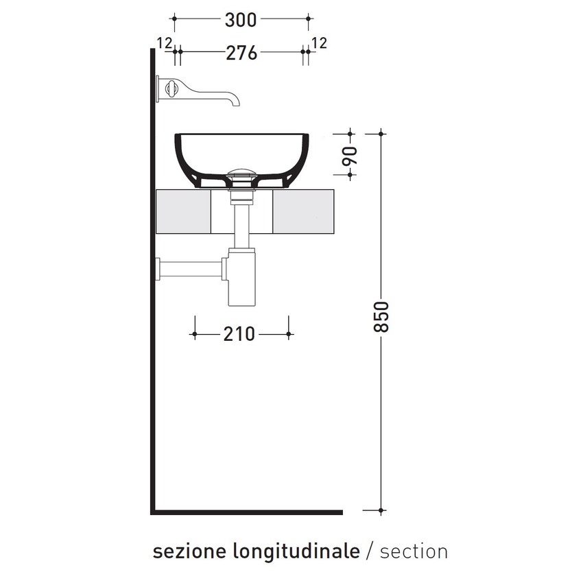 Immagine di Flaminia PASS 60 lavabo 60 cm da appoggio, senza troppopieno, colore bianco finitura lucido PS60A