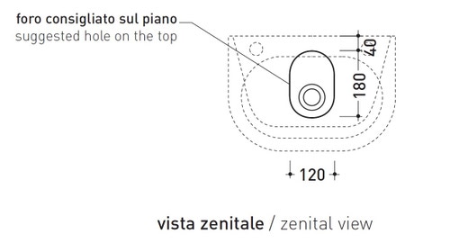 Immagine di Flaminia PASS lavabo L.45 P.31 cm da appoggio o sospeso, con troppopieno, colore bianco finitura lucido PS31LM