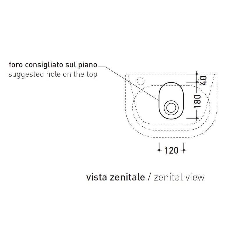 Immagine di Flaminia PASS lavabo L.45 P.31 cm da appoggio o sospeso, con troppopieno, colore bianco finitura lucido PS31LM