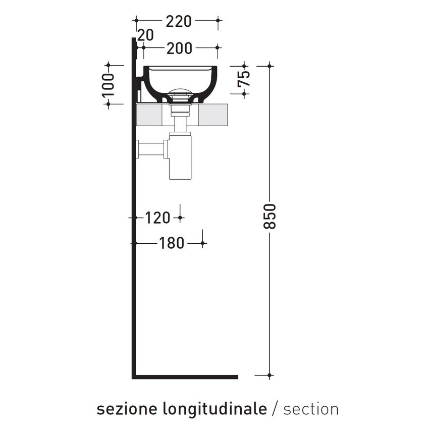 Immagine di Flaminia PASS lavabo L.40 P.22 cm da appoggio o sospeso, senza troppopieno, con foro per rubinetteria a destra, colore bianco finitura lucido PS40LD