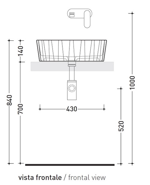 Immagine di Flaminia DOPPIO ZERO lavabo da appoggio 46 cm, senza troppopieno, colore bianco finitura lucido DZ46L