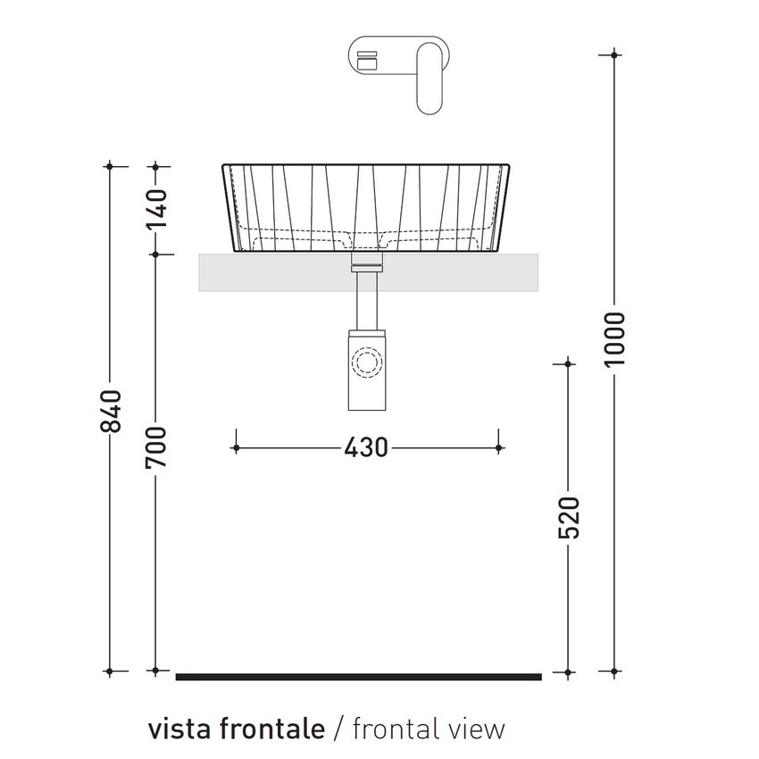 Immagine di Flaminia DOPPIO ZERO lavabo da appoggio 46 cm, senza troppopieno, colore bianco finitura lucido DZ46L