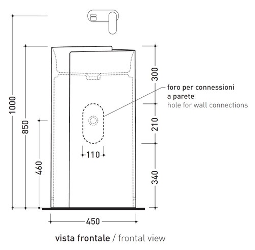 Immagine di Flaminia MONOROLL lavabo a colonna 44 cm a parete, senza troppopieno, colore bianco finitura lucido MR44P