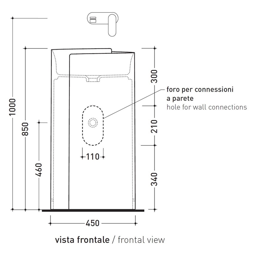 Immagine di Flaminia MONOROLL lavabo a colonna 44 cm a parete, senza troppopieno, colore bianco finitura lucido MR44P