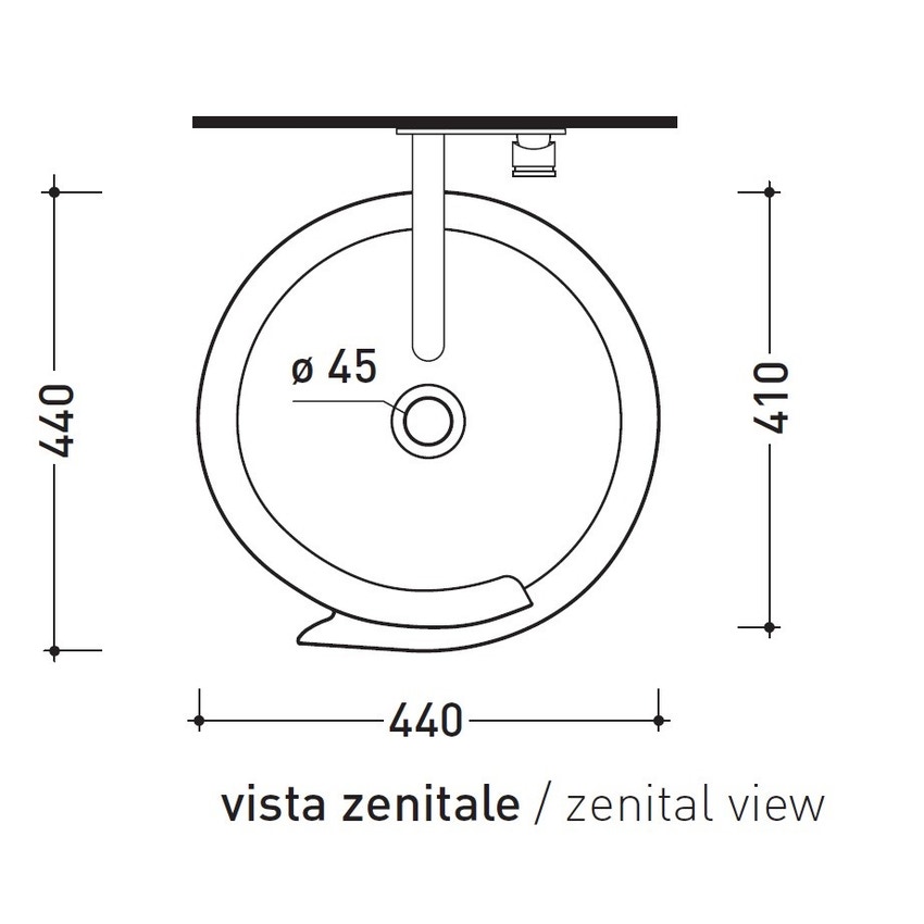 Immagine di Flaminia MONOROLL lavabo a colonna 44 cm a parete, senza troppopieno, colore bianco finitura lucido MR44P